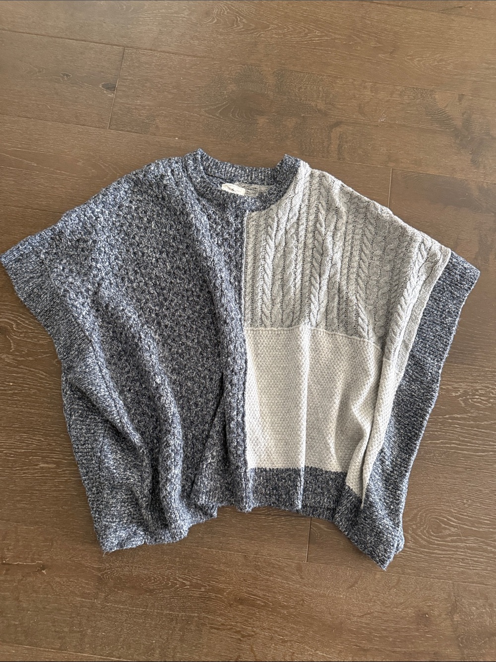 Lou & Grey Colorblock Cable Crewneck Poncho Sweater